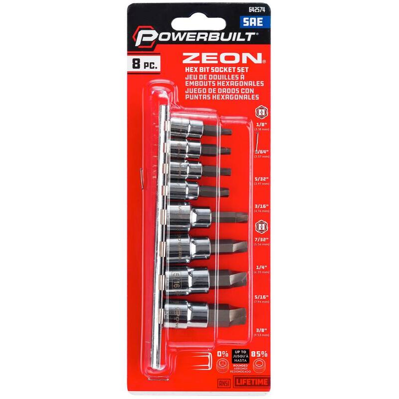 Juego de llaves de vaso Powerbuilt® Zeon SAE de 8 piezas para tornillos dañados - 642574