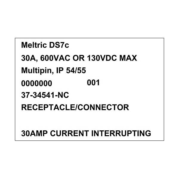 Conector de receptáculo Meltric 37-34541-NC con tapa normalmente cerrada