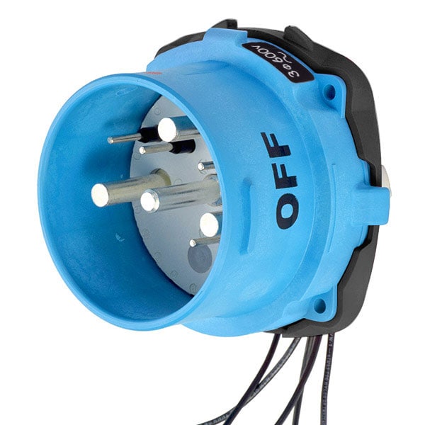 Receptáculo de clavija y enchufe Meltric, 100 A, 600V CA, 3 polos, NEMA 4X - 33-98143-975