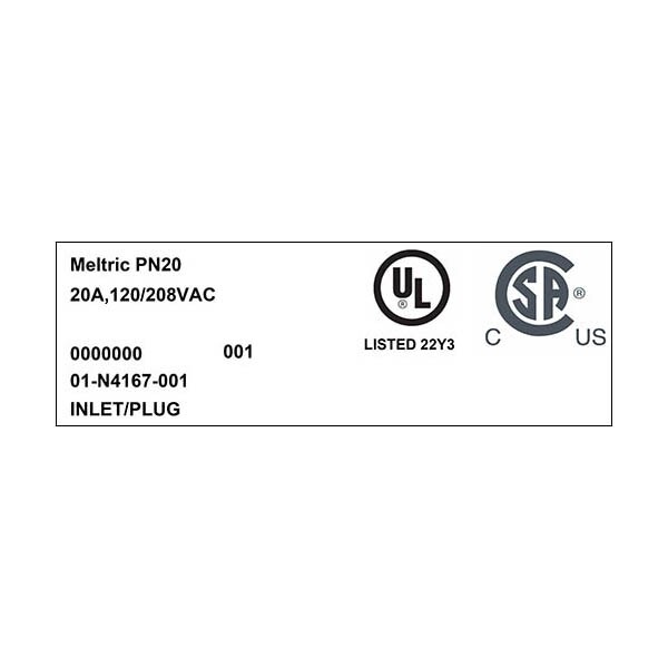 Meltric Pin & Sleeve Receptacle, 20 A, 120/208V AC, NEMA 4X - 01-N4167-001