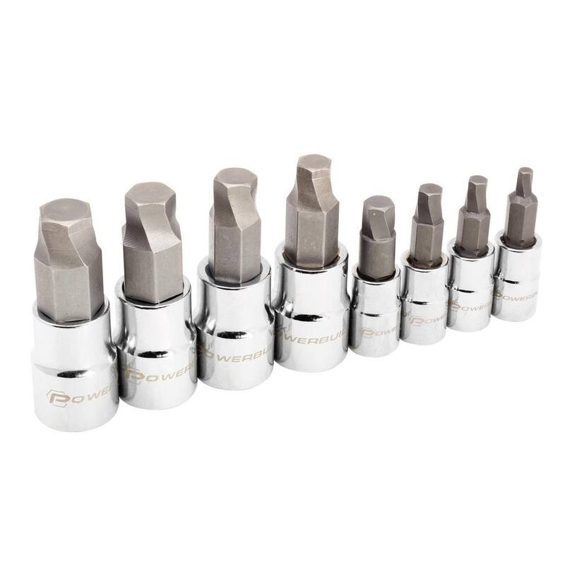 Juego de llaves de vaso bit hexagonal métrico de 8 piezas Powerbuilt® Zeon para pernos dañados - 642575