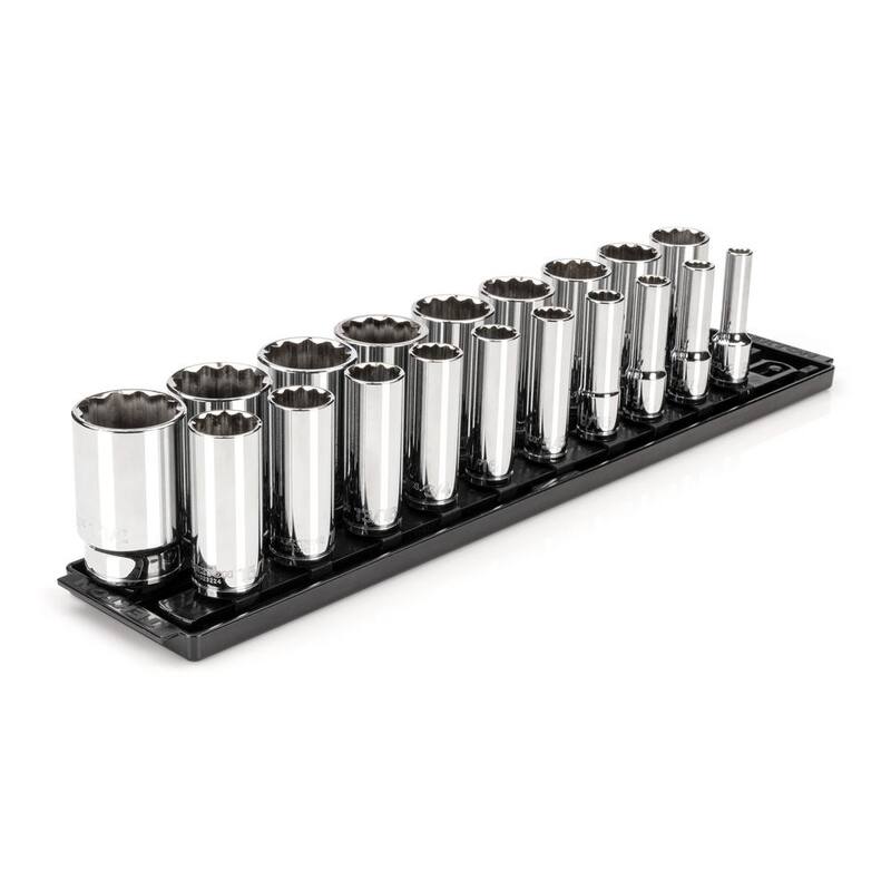 Juego de dados profundos TEKTON de 1/2 pulg. con rieles (3/8 pulg.-1-1/2 pulg.) (19 piezas) - SHD92127