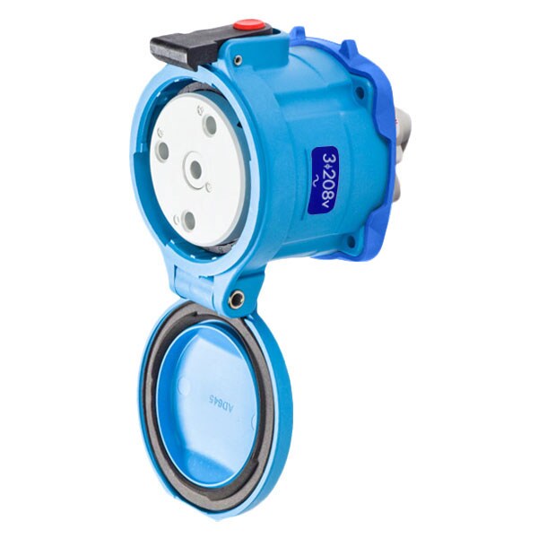 Receptáculo Pin & Sleeve Meltric, 60 A, 208V AC, 3 Polos, NEMA 4X - 33-64163-843