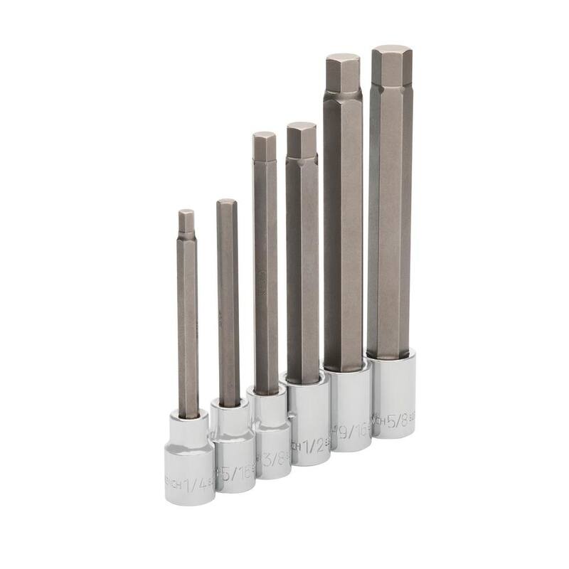 Juego de 6 puntas de vaso hexagonales largas de 1/2 pulgadas SAE de GEARWRENCH - 82587