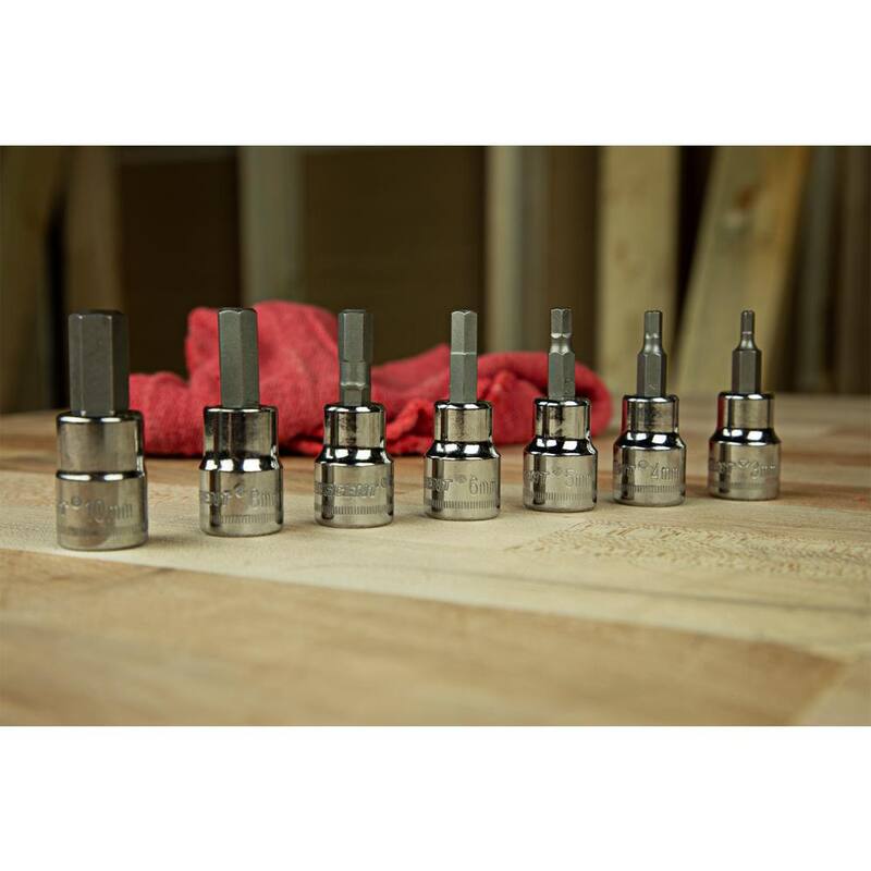 Juego de sockets de llave hexagonal métrica de 3/8 pulgadas (7 piezas) - CBSS1N