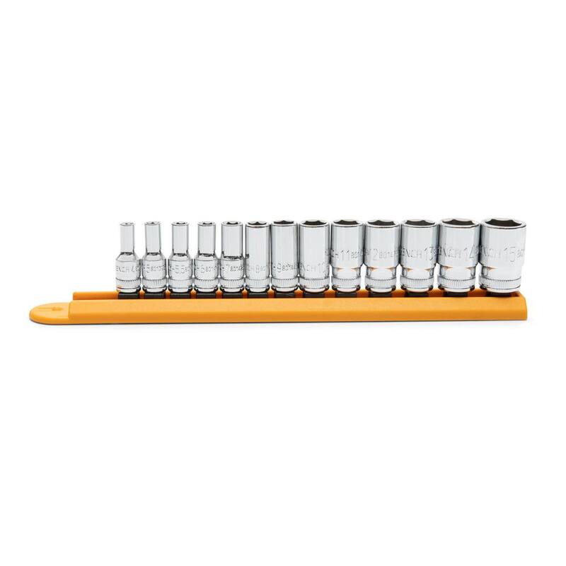 Juego de 13 piezas de medias socket métricas de longitud media de 1/4 pulgadas GEARWRENCH - 80304S-06