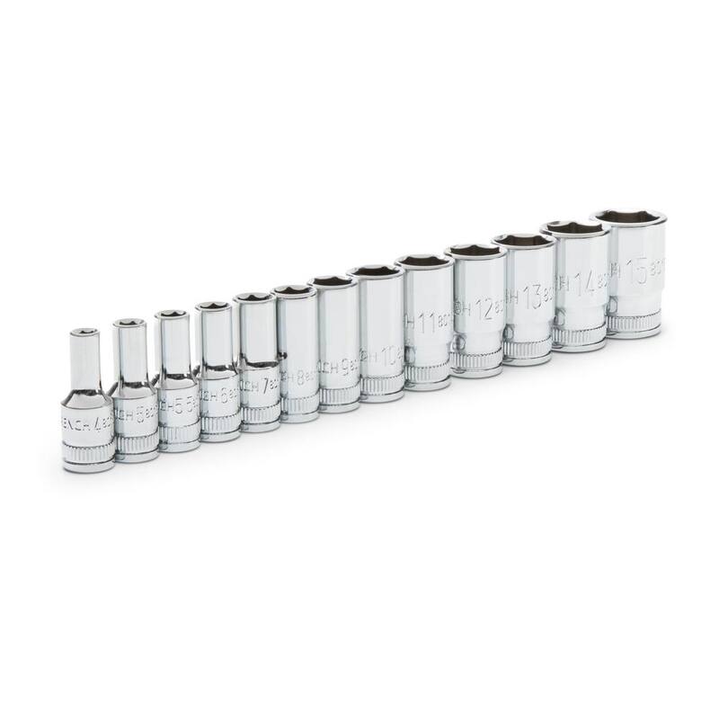 Juego de 13 piezas de medias socket métricas de longitud media de 1/4 pulgadas GEARWRENCH - 80304S-06