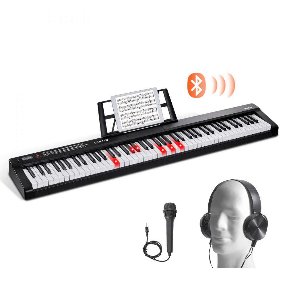 VEVOR 88 Key Digital Piano Keyboard Semi Weighted Full Size Electric Portable - 88JBPZSMGQ88WU1LTV1