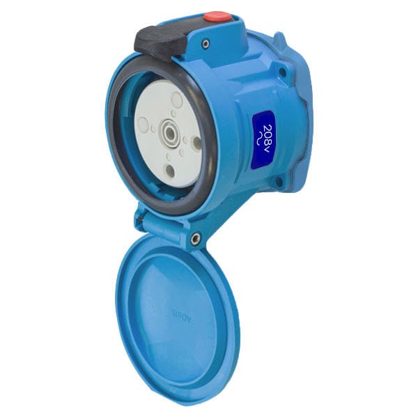 Receptáculo Pin & Sleeve Meltric, 60 A, 208V AC, 2 Polos, NEMA 4X - 63-64162-843-NC