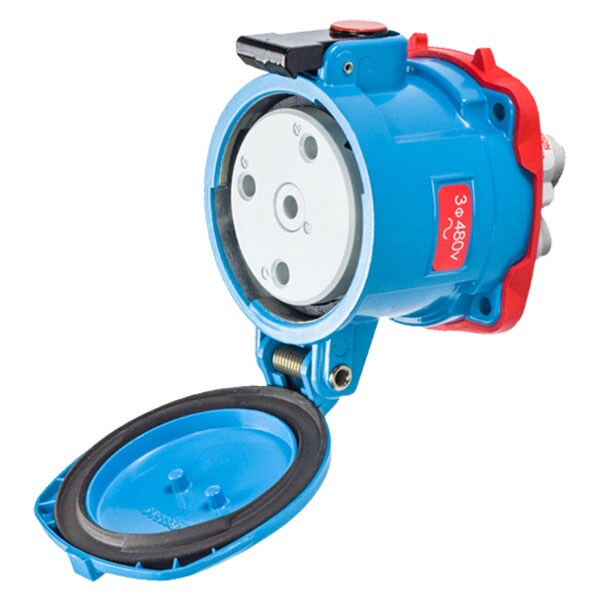Receptáculo de clavija y enchufe Meltric, 100 A, 480V AC, 3 Polos, NEMA 3R - 37-64243-C-K04-375-NC