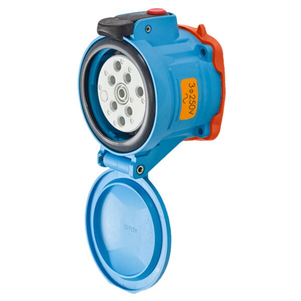 Receptáculo de pin y zócalo, 60 A, 250V CA, 3 polos, NEMA 4X - 63-64073-974-375-843