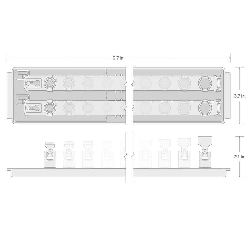 Juego de enchufes universales de articulación TEKTON de 1/4 de pulgada con rieles, 16 piezas (1/4-9/16 pulgadas, 6-14 mm) - SHD90217