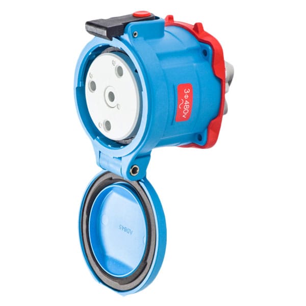 Tomacorriente de clavija y enchufe Meltric, 100 A, 480V AC, NEMA 4X - 31-64243-K04-375