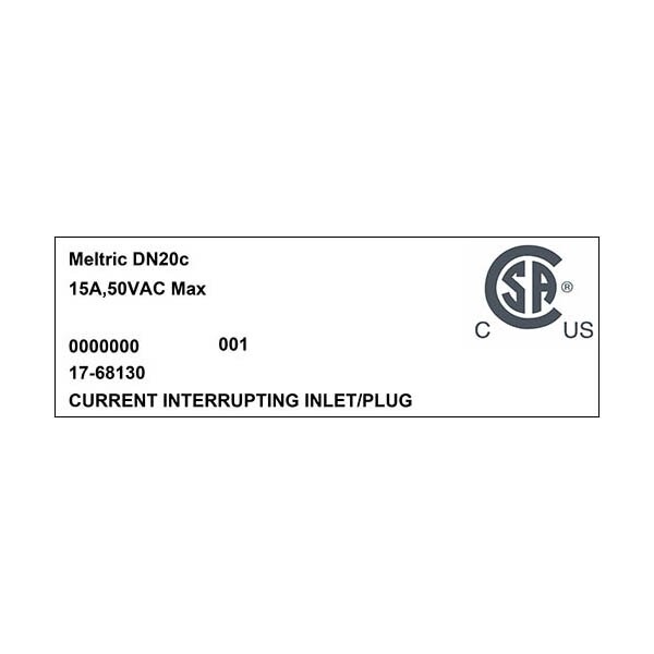 Receptáculo Meltric de clavija y enchufe, 15 A, 50V CA, 3 polos - 17-68130
