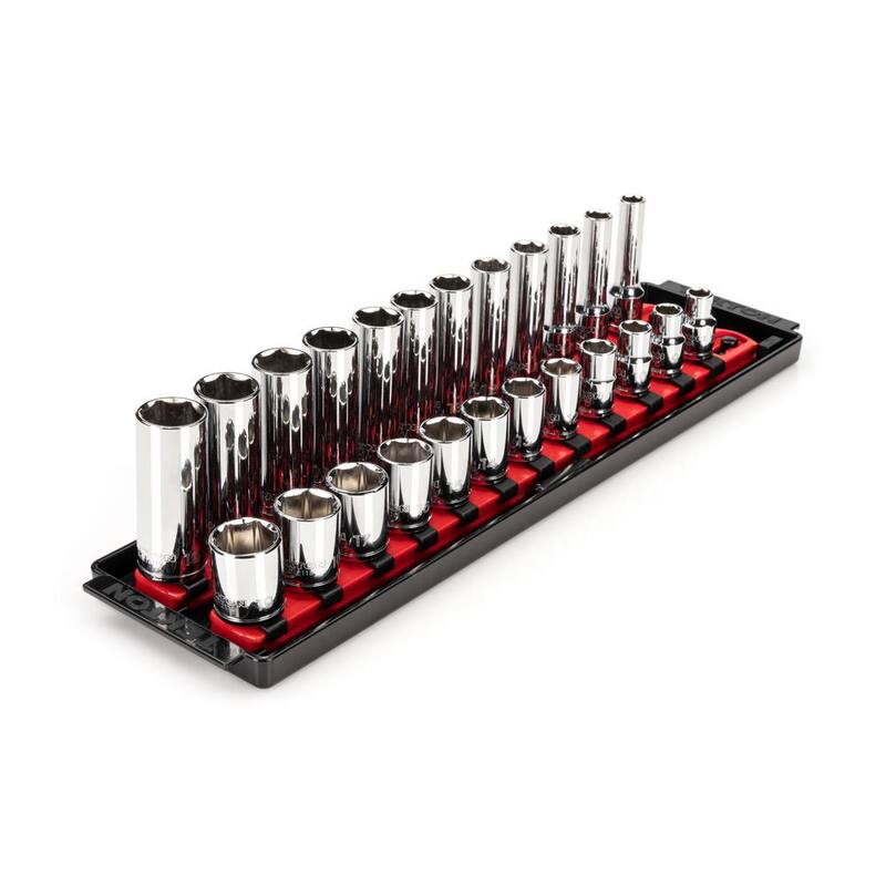 Juego de dados de 6 puntos de 3/8 pulgadas con rieles (8 mm-19 mm) (24 piezas) - SHD91215