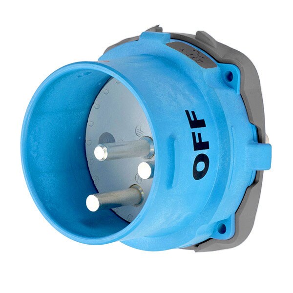 Receptáculo de clavija y enchufe Meltric, 100 A, 277V AC, 2 polos, Estilo 2 de puesta a tierra, NEMA 4X - 33-98045