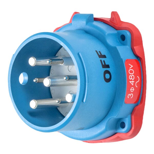 Meltric Pin & Sleeve Receptacle, 50 A, 480V AC, 3 Pole, NEMA 4X - 31-38243-K04-974-4X