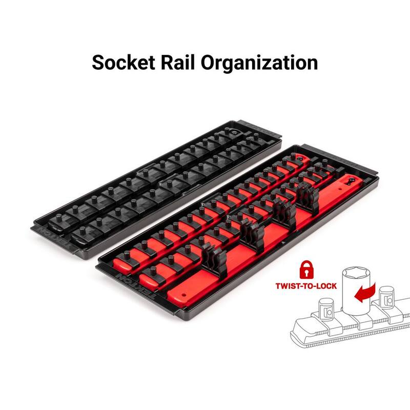 Juego de dados de 12 puntos y trinquete de 1/4 de pulgada TEKTON con rieles (5/32 a 9/16 pulgadas, 4 a 15 mm) (57 piezas) - SKT03302