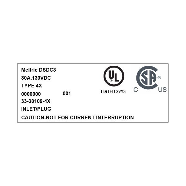Receptáculo de clavija y enchufe Meltric, 30 A, 130V AC, NEMA 4X - 33-38109-4X