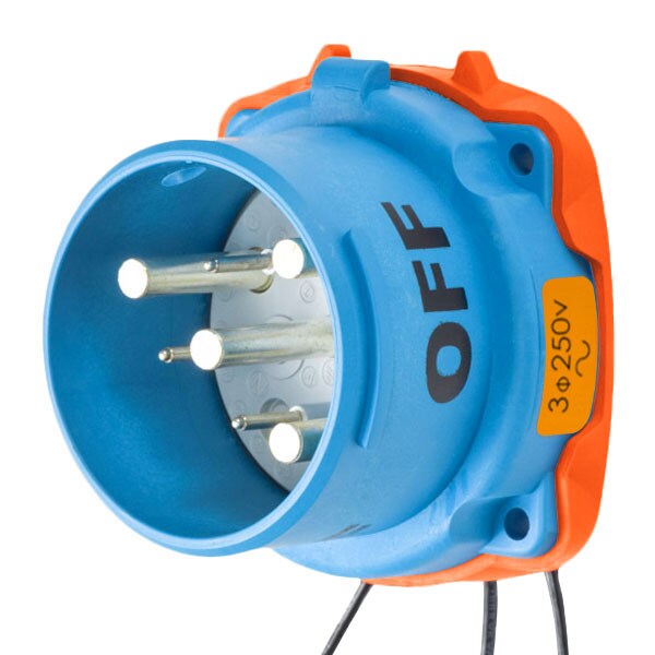Receptáculo de clavija y enchufe Meltric, 100 A, 250V CA, 3 polos, NEMA 3R - 31-68173-K07-263