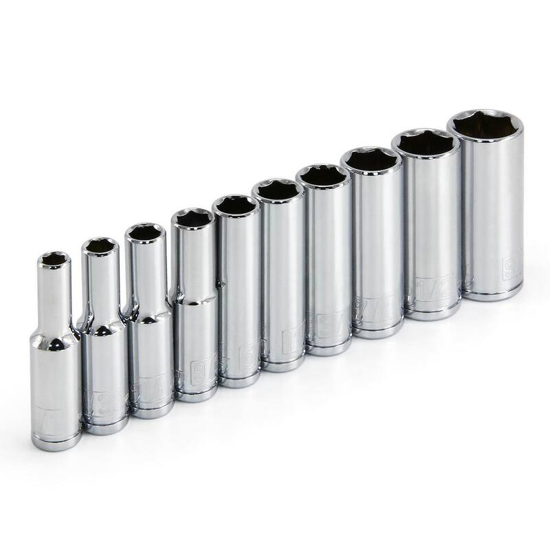 Juego de dados profundos SAE de 1/4 de pulgada Powerbuilt (10 piezas) - 640499