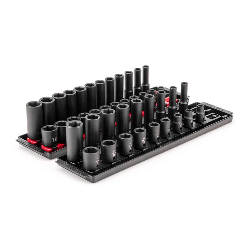 Juego de 42 piezas de dados de impacto de 6 puntas de 3/8 pulgadas con rieles (5/16-3/4 pulgadas, 8 mm-19 mm) - SID91216