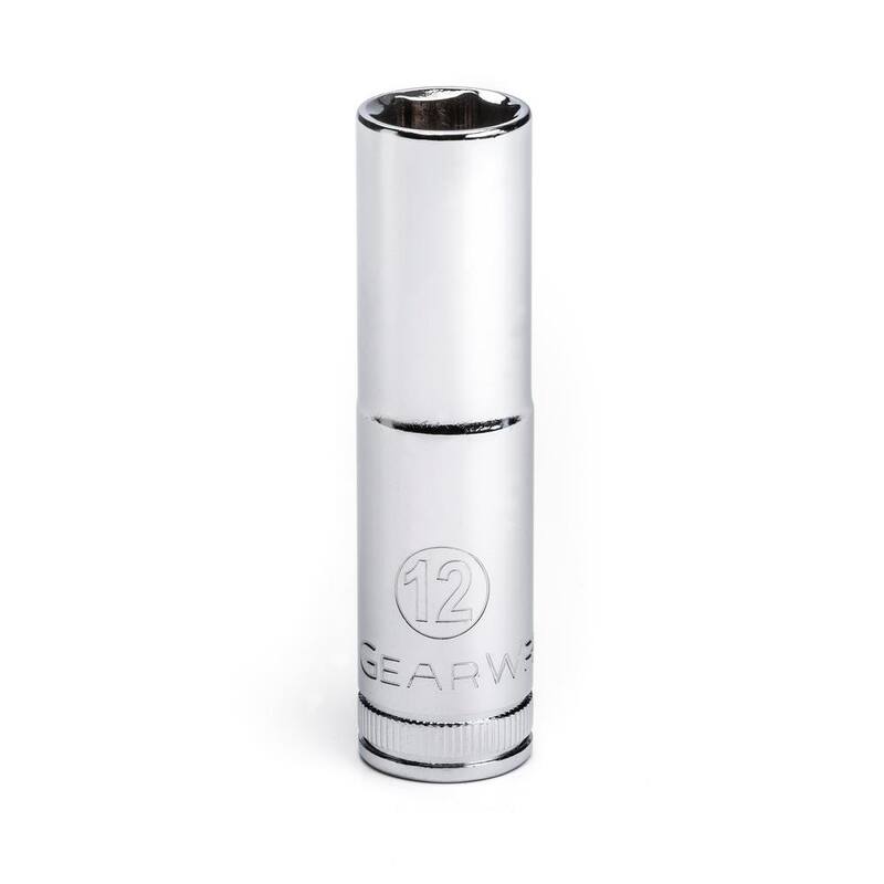 Juego de 10 llaves de vaso de 6 puntos de 12 mm con riel de llaves de 1/4 de pulgada y 3/8 de pulgada de GEARWRENCH - 80576