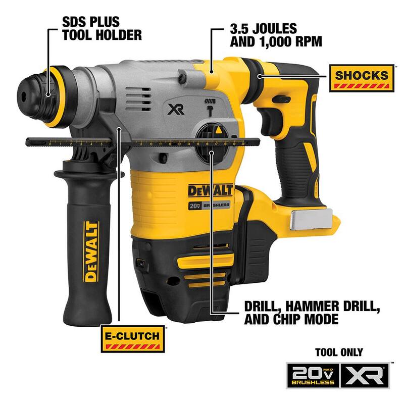 Martillo rotativo SDS Plus en L de 20V MAX XR sin escobillas inalámbrico DEWALT de 1-1/8 pulg. (Sólo la herramienta) - DCH293B