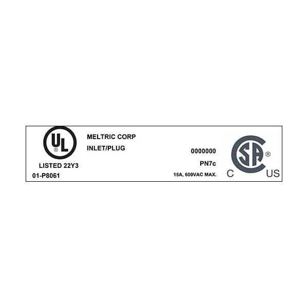 Receptáculo de clavija y enchufe Meltric, 20 A, 480V AC, 6 polos - 01-P8061