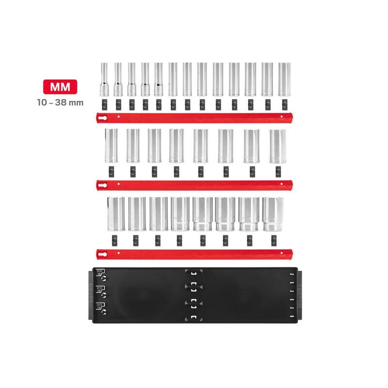 Juego de dados profundos de 1/2 pulg. Drive de 12 puntos TEKTON con rieles (10-38 mm) (29 piezas) - SHD92129