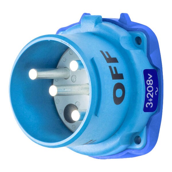 Toma y receptáculo Pin & Sleeve Meltric, 60 A, 208V CA, 3 polos, NEMA 4X - 33-68163-A155