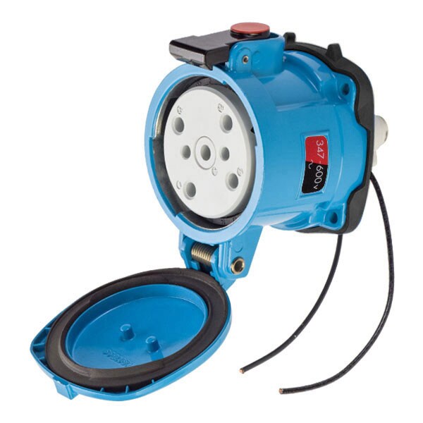 Receptáculo de pin y manga Meltric, 60 A, 347/600V AC, NEMA 3R - 37-64147-972