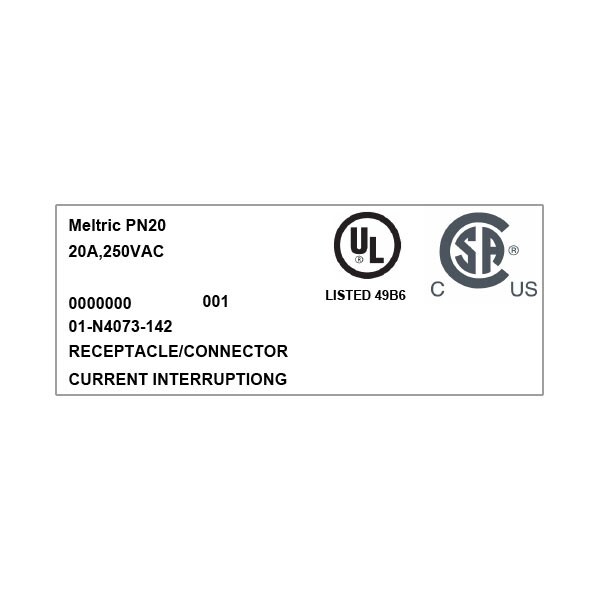Receptáculo de clavija y enchufe Meltric, 20 A, 250V AC, 3 polos - 01-N4073-142