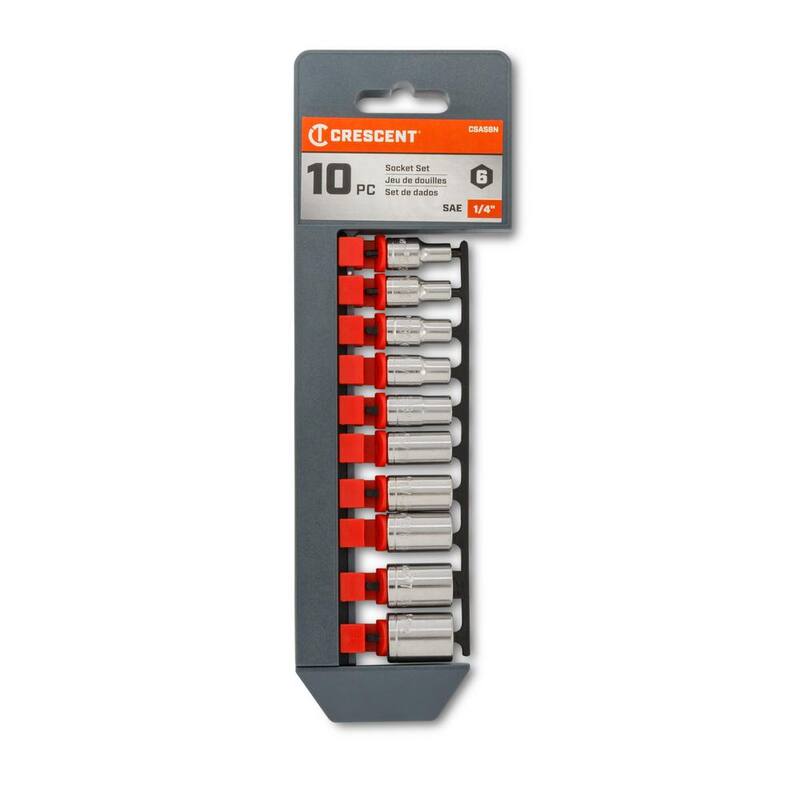 Juego de dados estándar de 1/4 de pulgada de accionamiento SAE de 6 puntos con riel de dados (10 piezas) - CSAS8N.