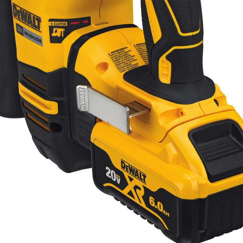 Martillo rotativo SDS Plus en L de forma inalámbrica y sin escobillas DEWALT 20V MAX XR de 1-1/8 in, (2) Baterías de 20V 6.0Ah y Cargador - DCH293R2