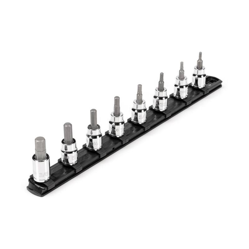 Juego de llaves de vaso de bits hexagonales de 3/8 pulgadas TEKTON, 8 piezas (1/8-3/8 pulgadas) con riel - SHB91106