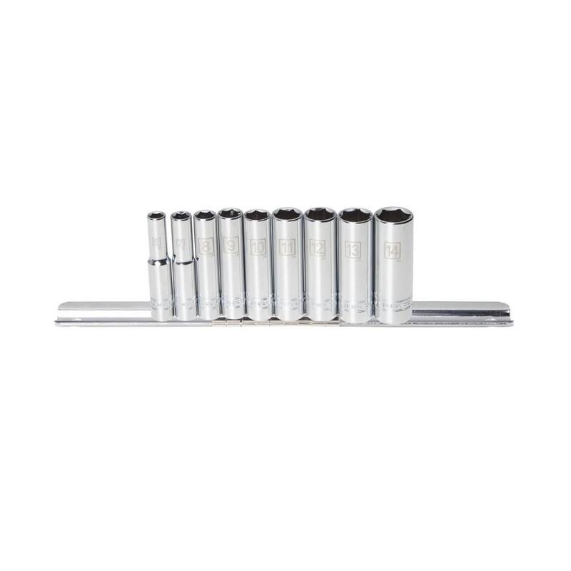 Juego de dados métricos profundos de 1/4 de pulgada Steelman (9 piezas) - 78521