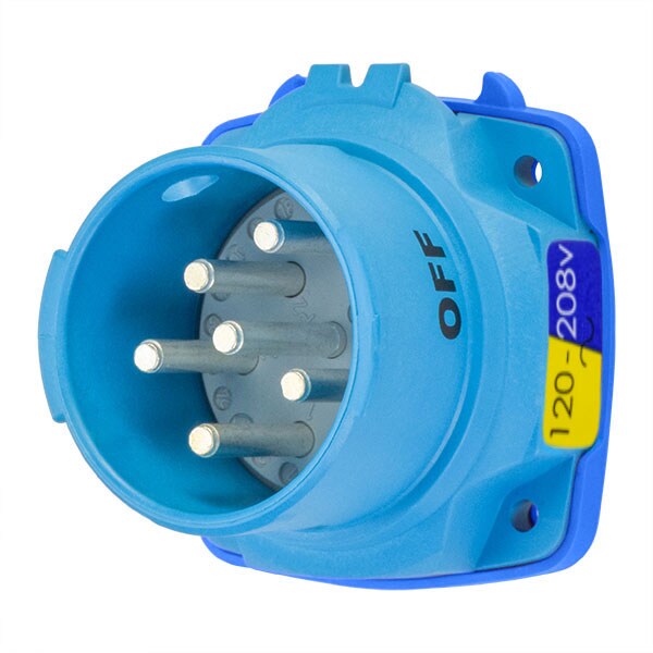 Toma y enchufe de clavija Meltric, 30 A, 120/208V AC, 2 Polos, NEMA 4X - 63-38166-972