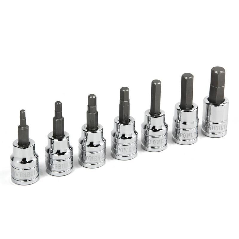 Juego de 7 llaves de vaso hexagonales SAE de 3/8 pulgadas de Powerbuilt - 648661