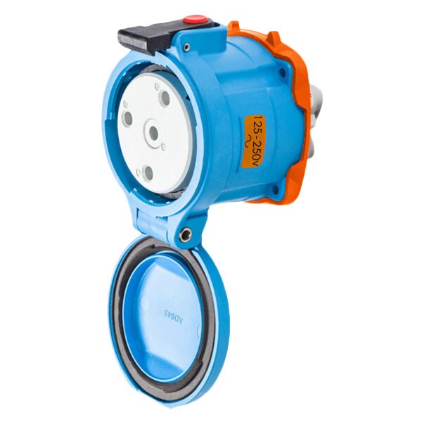 Receptáculo de clavija y enchufe Meltric, 60 A, 125/250V AC, 2 polos, NEMA 3R - 33-64076-375-843