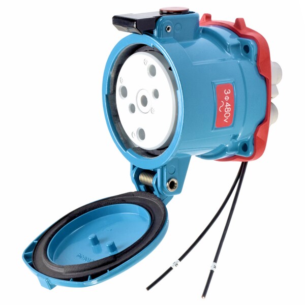Receptáculo de clavija y enchufe Meltric, 60 A, 480V AC, 3 polos, NEMA 4X - 37-64043-972