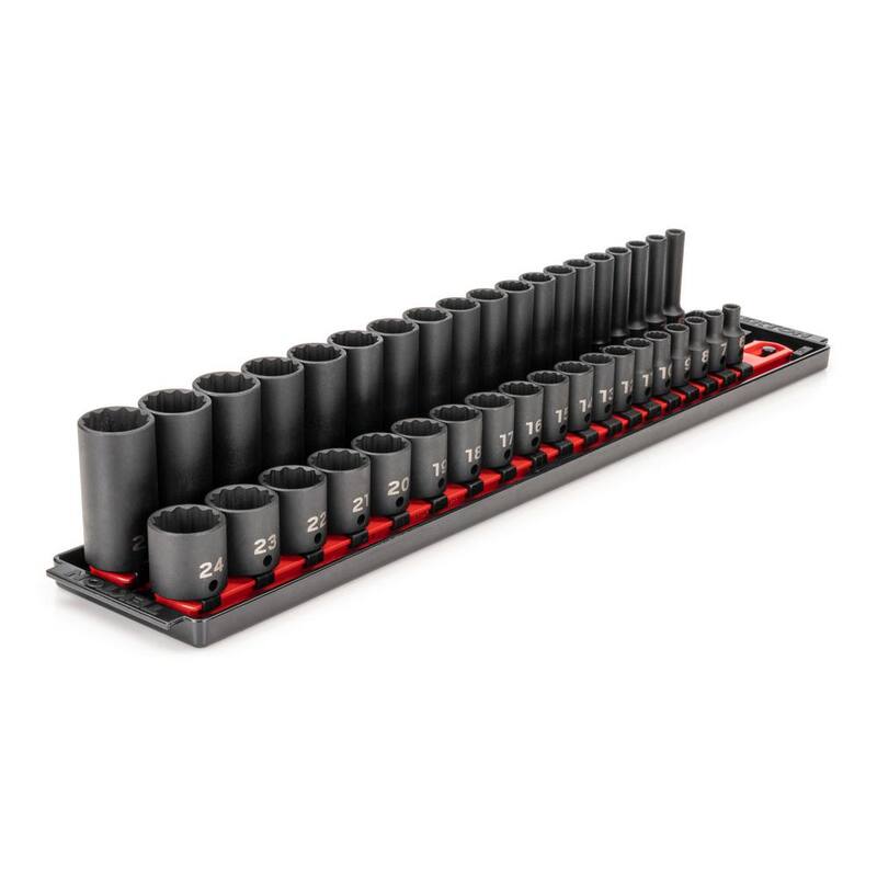 Juego de dados de impacto de 12 puntos de 3/8 pulg. TEKTON con rieles (6 mm-24 mm) (38 piezas) - SID91215