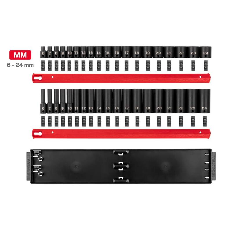Juego de dados de impacto de 12 puntos de 3/8 pulg. TEKTON con rieles (6 mm-24 mm) (38 piezas) - SID91215