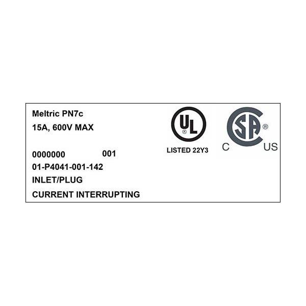 Receptáculo de clavija y enchufe Meltric, 15 A, 480V AC, 4 Polos - 01-P4041-001-142