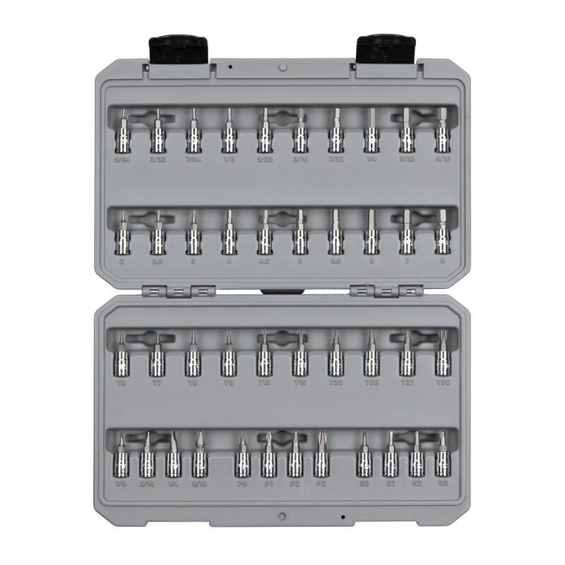 Juego de dados hexagonales, Torx, Phillips, ranurados y cuadrados de 1/4 pulg. de TEKTON (42 piezas) - SHB90301