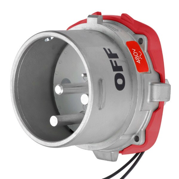 Receptáculo de clavija y enchufe Meltric, 100 A, 480V AC, 2 Polos, NEMA 4X - 37-98042-262