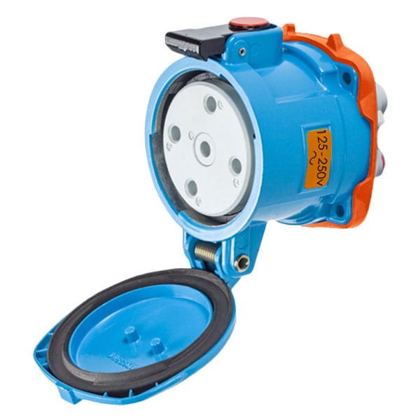 Receptáculo de clavija y enchufe Meltric, 60 A, 125/250V AC, 3 polos, NEMA 4X - 37-64077