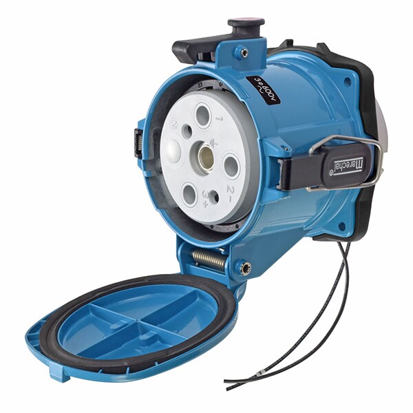 Receptáculo de pin y manga Meltric, 200 A, 600V CA, Trifásico, 3 Polos, Estilo 2 de puesta a tierra, NEMA 4X - 37-24143-972