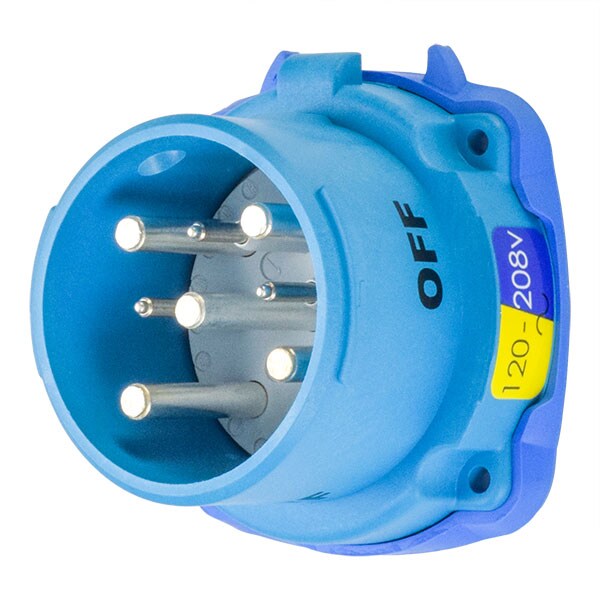 Receptáculo de clavija y enchufe Meltric, 30 A, 120/208V CA, 3 polos, NEMA 4X - 33-38167-973-4X