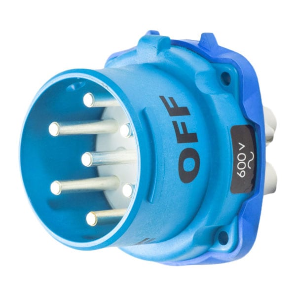 Receptáculo de clavija y enchufe Meltric, 50 A, 600V AC, 6 polos - 31-38961